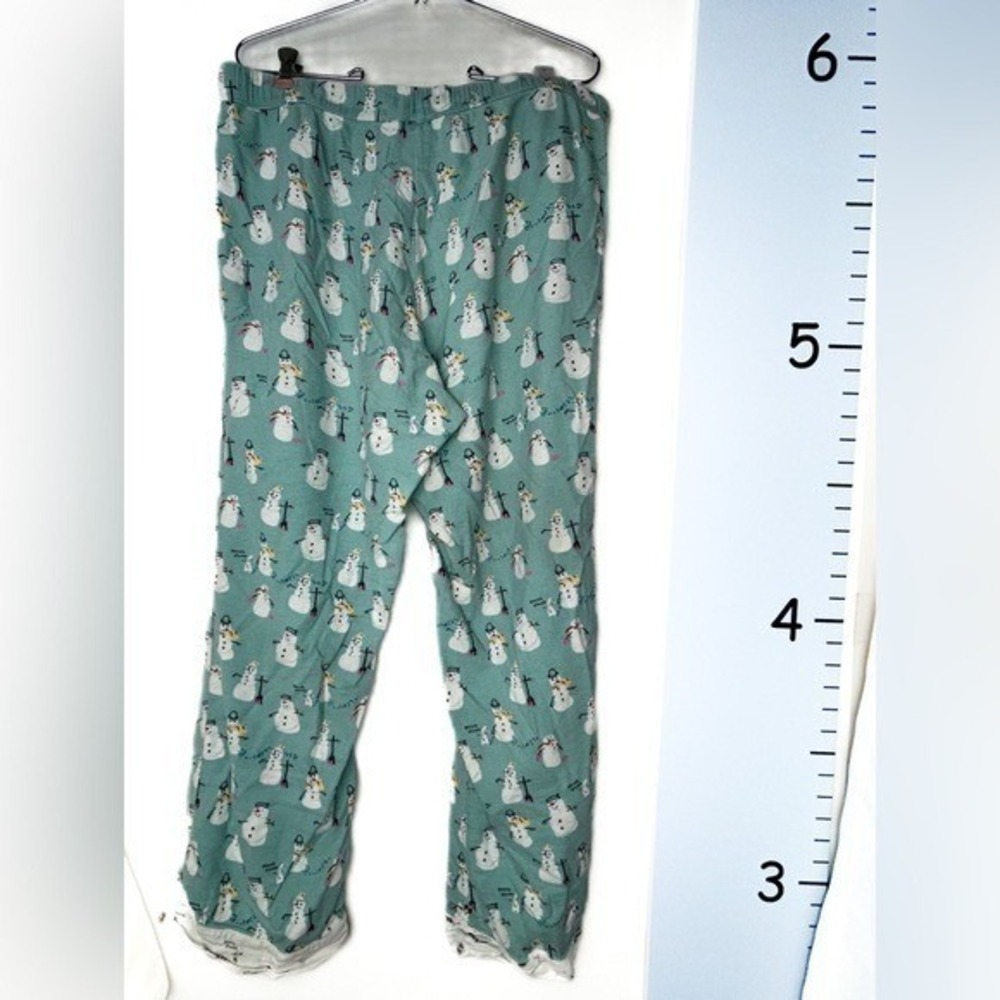 Munki Munki Green & White Snowmen‎ Pajama Pants Large Comfy Cozy Loungewear